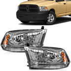 Pair Headlights for Ram 1500 2500 3500 (2013–2018) Chrome LED DRL
