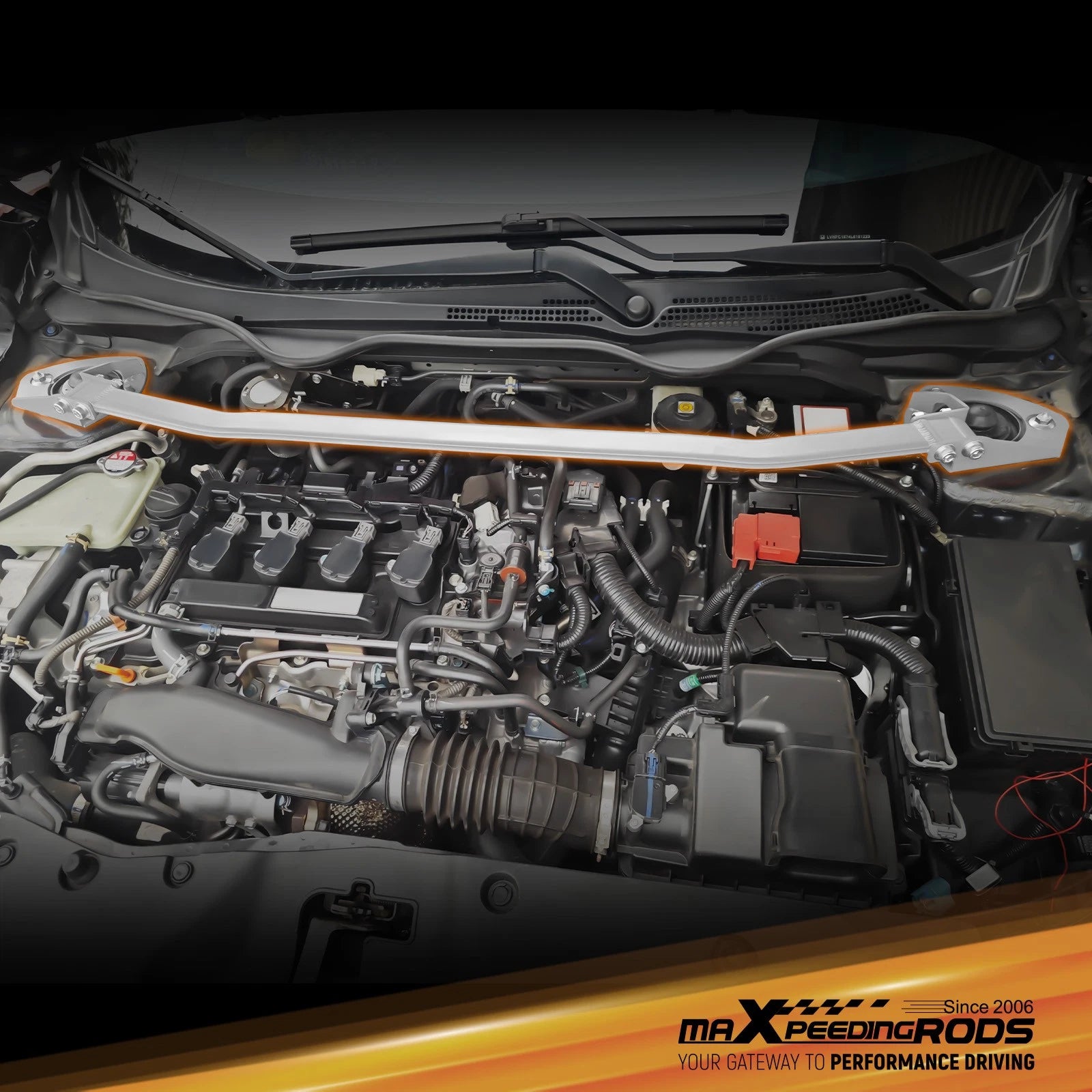 Front Upper Strut Bar for Honda Civic Coupe Sedan Hatchback (2016–2020)