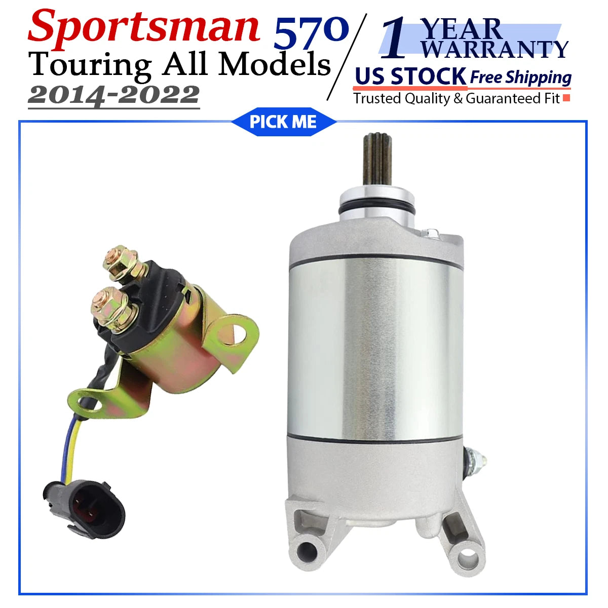 Starter for Polaris Sportsman 570 Touring (2014–2022) with Relay