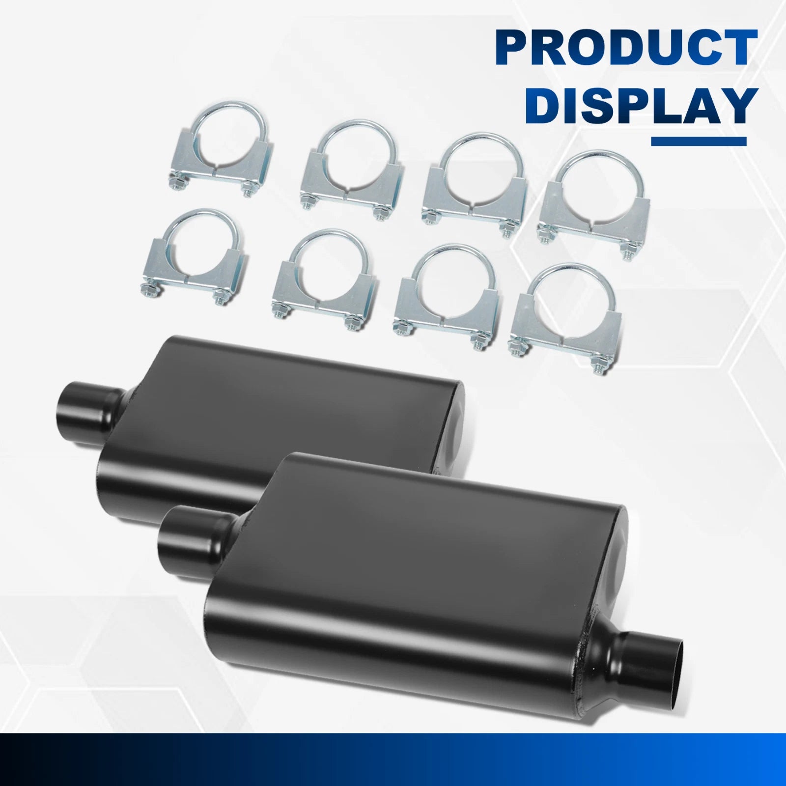 Exhaust System Kit 2.25" Universal Straight U-Bend 18pcs Pipes with Mufflers