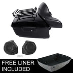 Black King Trunk Backrest Rack Speakers for Harley Touring Road Glide (2014–2023)