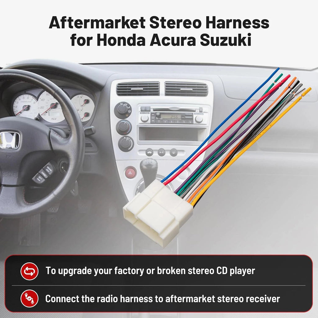 Radio Install Wire Harness Adapter for Honda Accord S2000 (2003–2007)