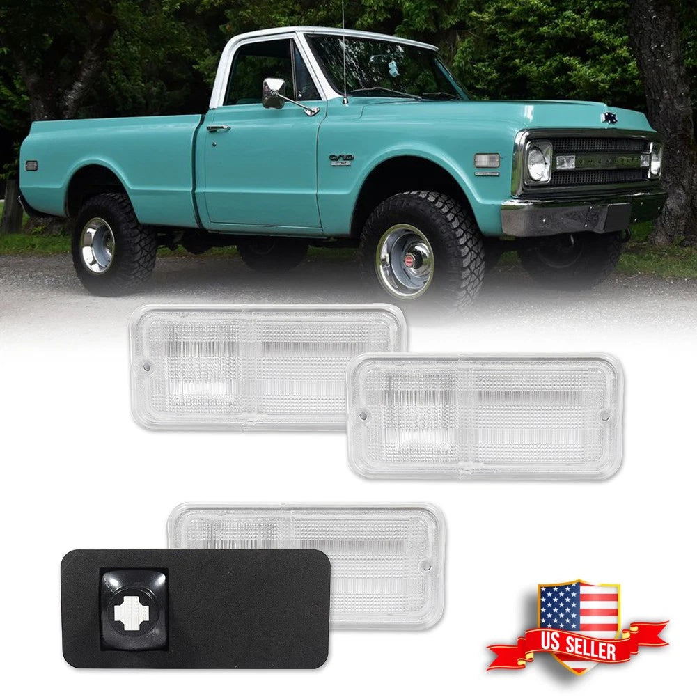 4X Clear Front & Rear Side Marker Lights for Chevrolet GMC C/K Trucks (1968–1972)