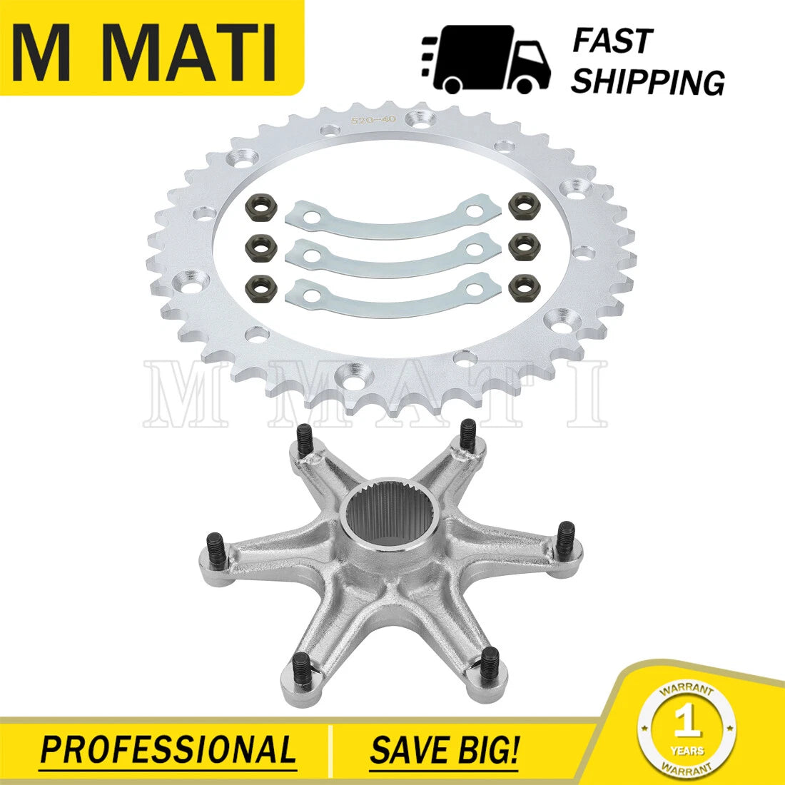 Rear Sprocket Hub Mount Axle for Yamaha Warrior 350 (1989–2004) 3GD-25386-00-00