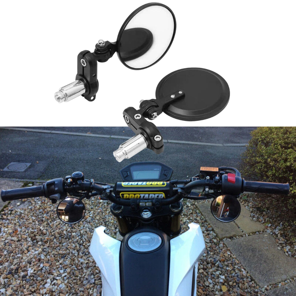 Pair Handle Bar End Rearview Side Mirrors for Motorcycle (Universal)
