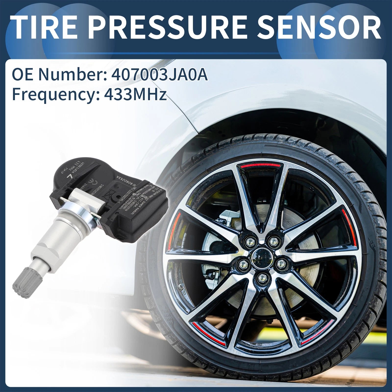 Tire Pressure Sensor for Nissan Altima (2013–2018) No.407003JA0A TPMS 433MHz