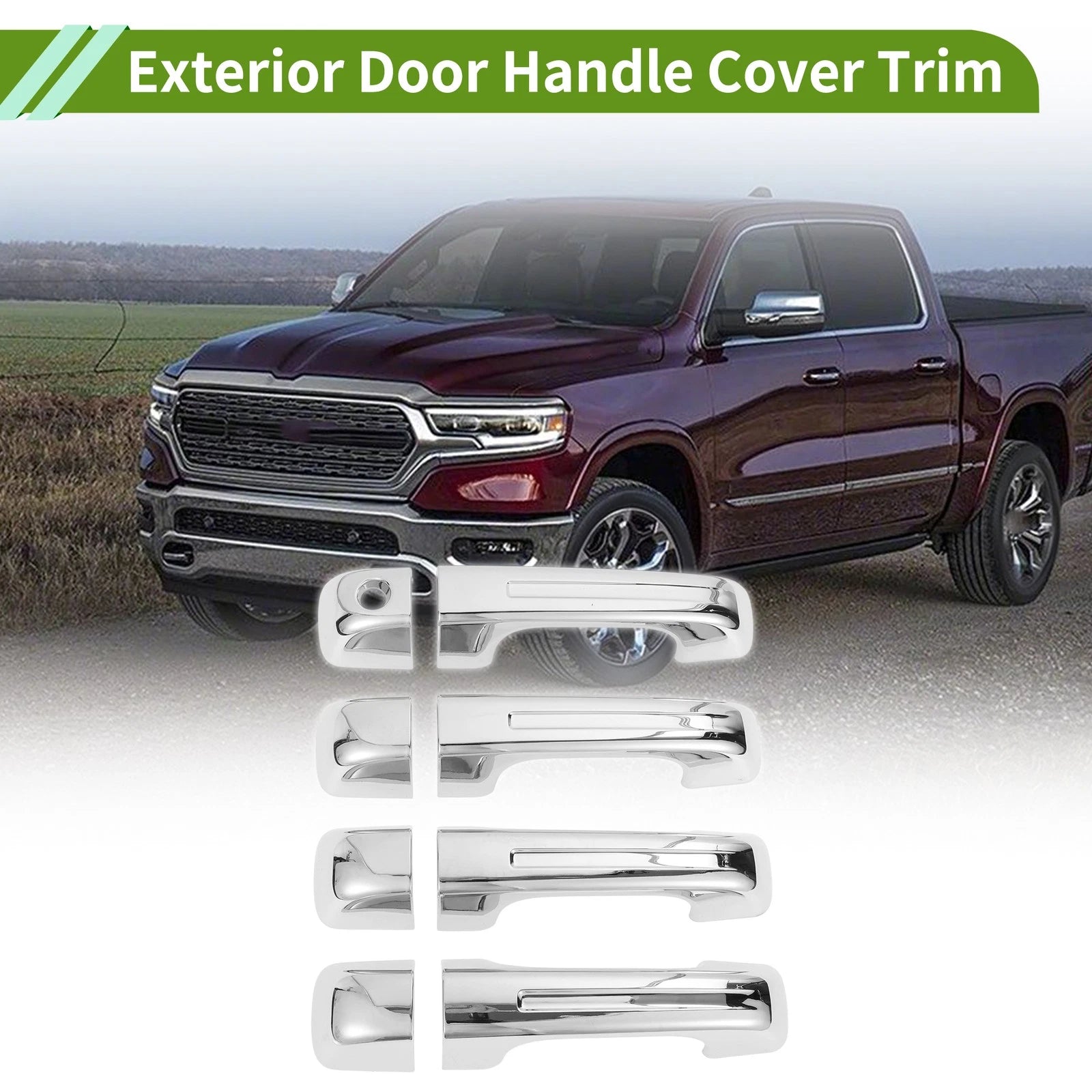 Set of 1 Exterior Door Handle Cover Trim for Dodge Ram 1500 (2019–2024) ABS