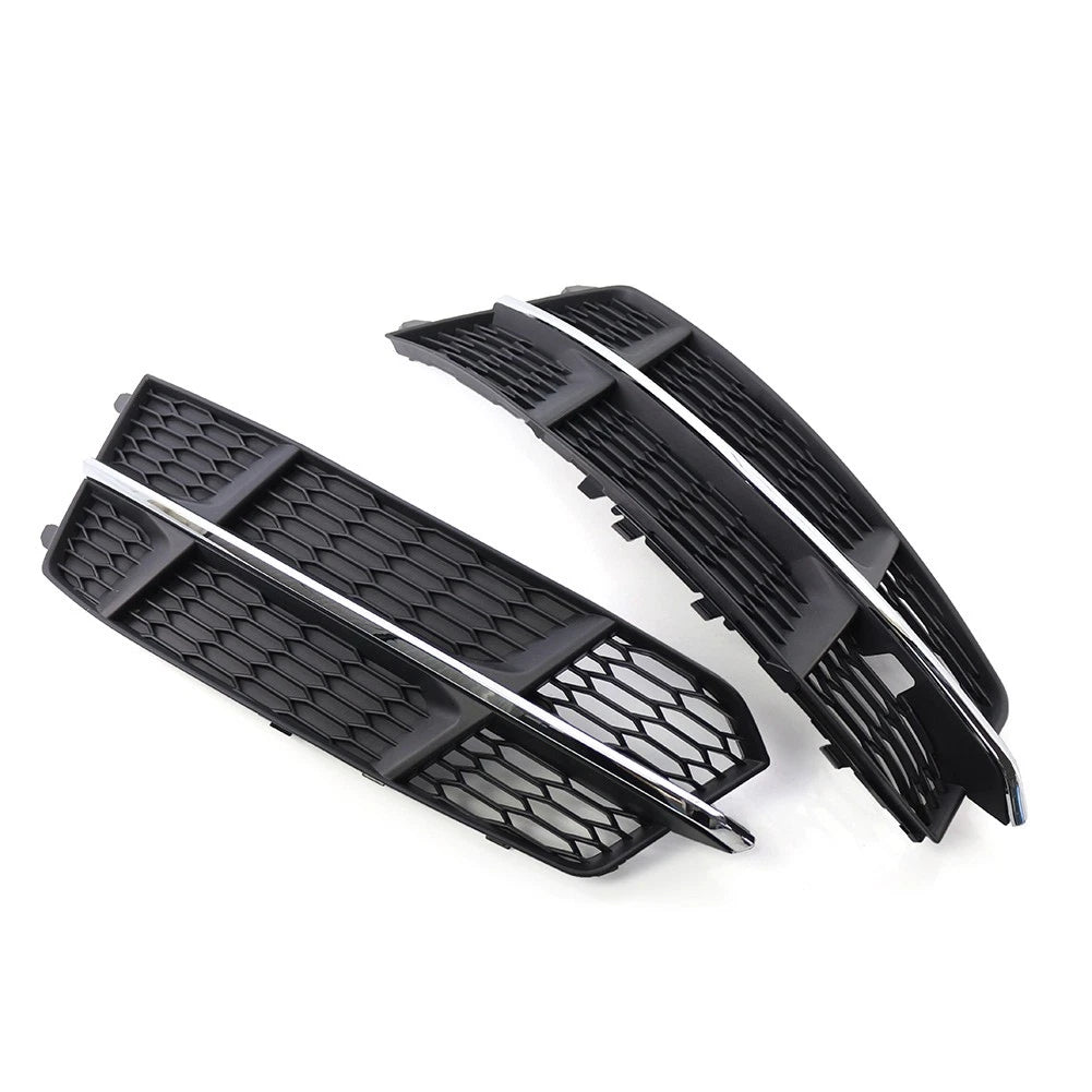 Set of 2 Front Bumper Lower Side Grilles for Audi A6 C7 SLine (2014–2018) Black Chrome