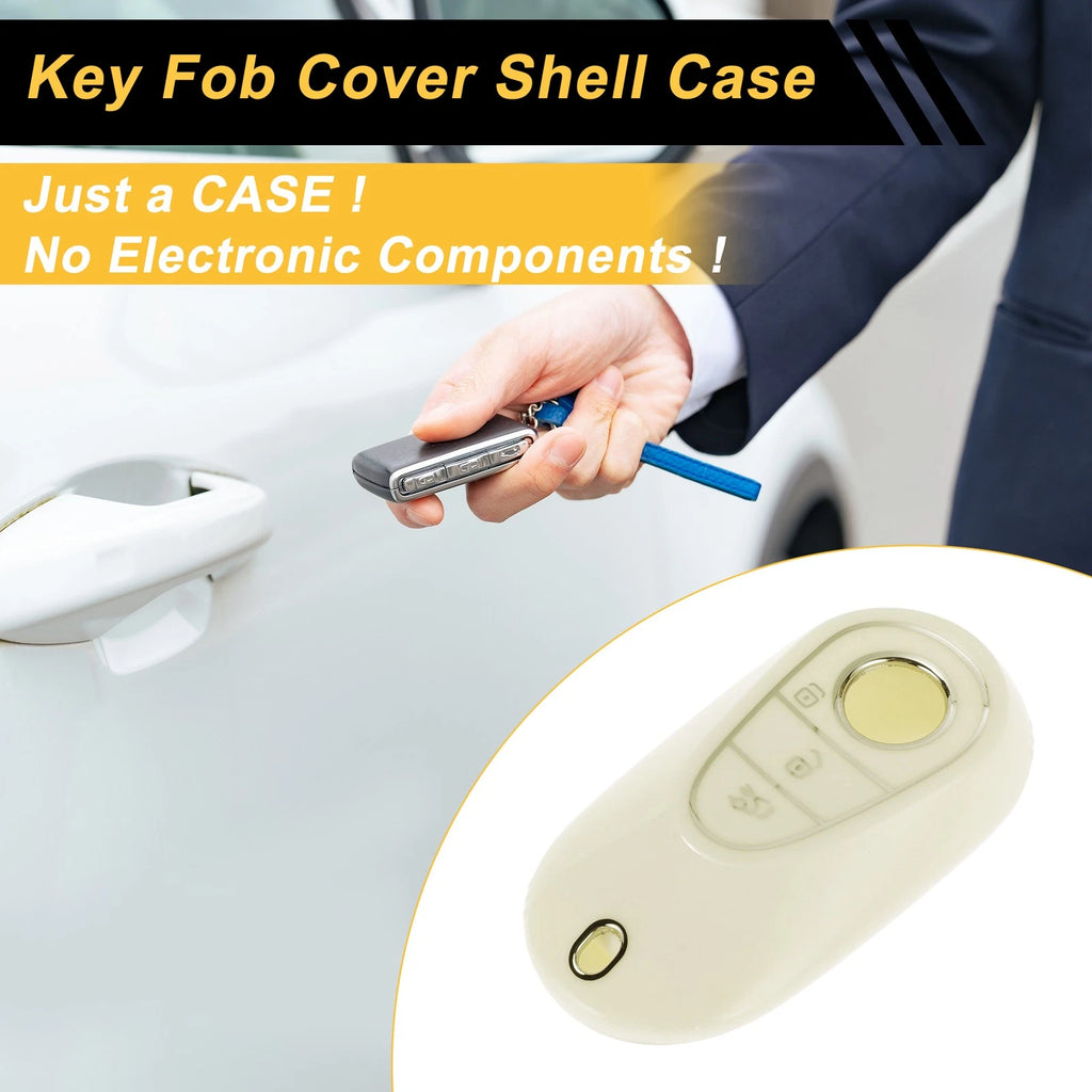 White Silver Edge Car Key Case for Mercedes-Benz C Class (2022–2023)