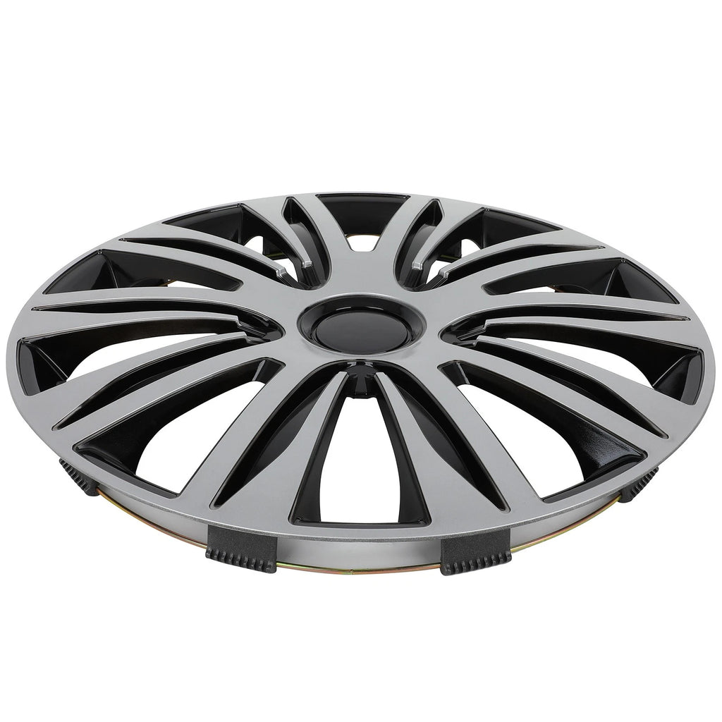 Set of 4 Wheel Hub Caps for All Models 15" Black & Silver Trim