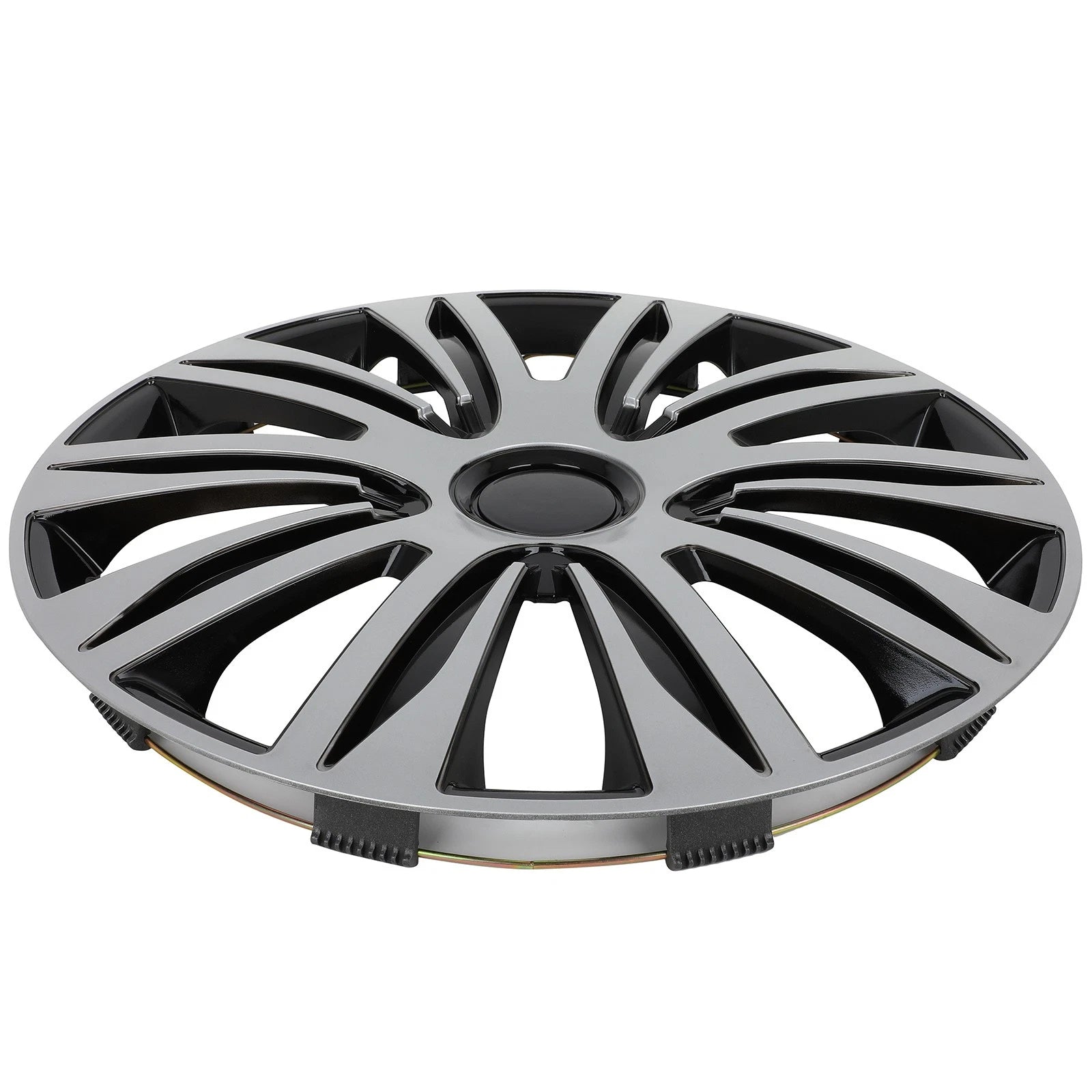Set of 4 Wheel Hub Caps for All Models 15" Black & Silver Trim