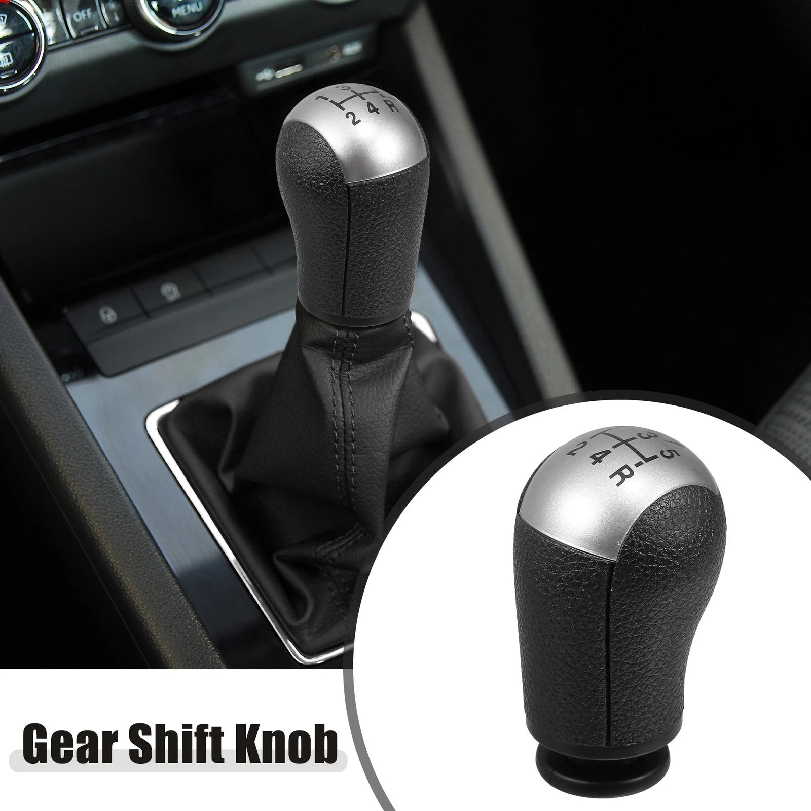 5 Speed Manual Gear Shift Knob for Ford Focus (2000–2011) Black Silver Tone