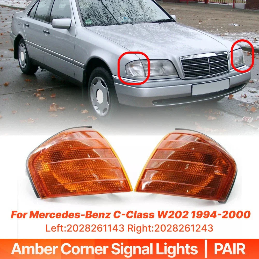 Side Marker Parking Lights Lamps for Mercedes-Benz C-Class W202 (1994–2000)