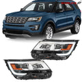 LED DRL Chrome Headlight Pair for Ford Explorer Limited/XLT (2016–2018)