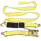 Set of 4 J Wire Hook Strap Ratchet Wheel Tie Down 2"x10' for Car Hauler