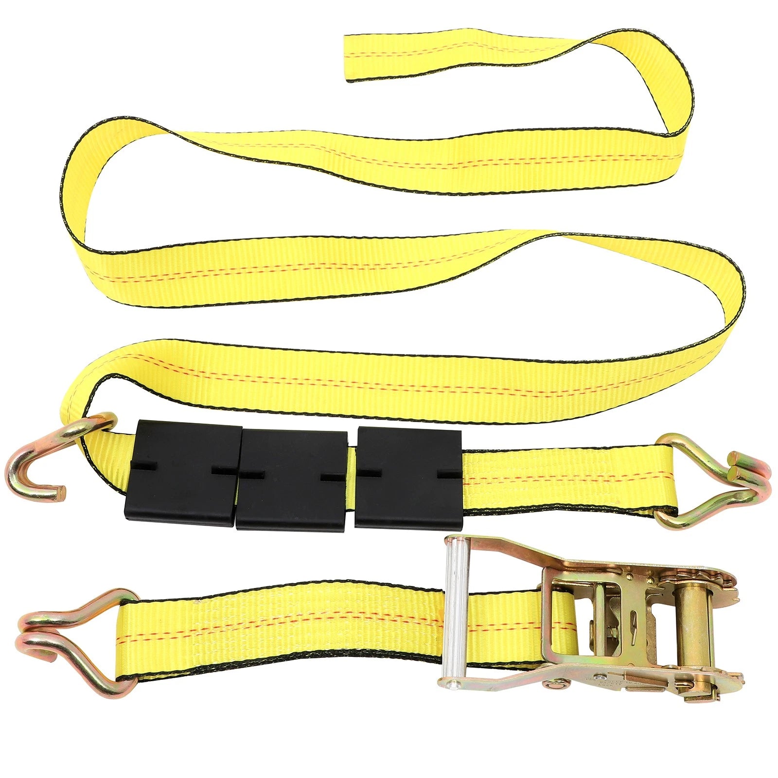 Set of 4 J Wire Hook Strap Ratchet Wheel Tie Down 2"x10' for Car Hauler