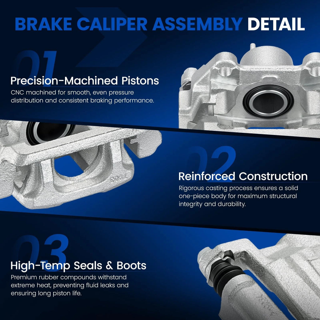 Set of 2 Rear Disc Brake Calipers with Brackets for Honda Pilot (2009–2015)