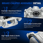Set of 2 Rear Disc Brake Calipers with Brackets for Honda Pilot (2009–2015)
