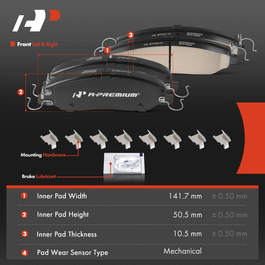 Set of 4 Front Side Ceramic Brake Pads for Ford Mustang (2010–2014)