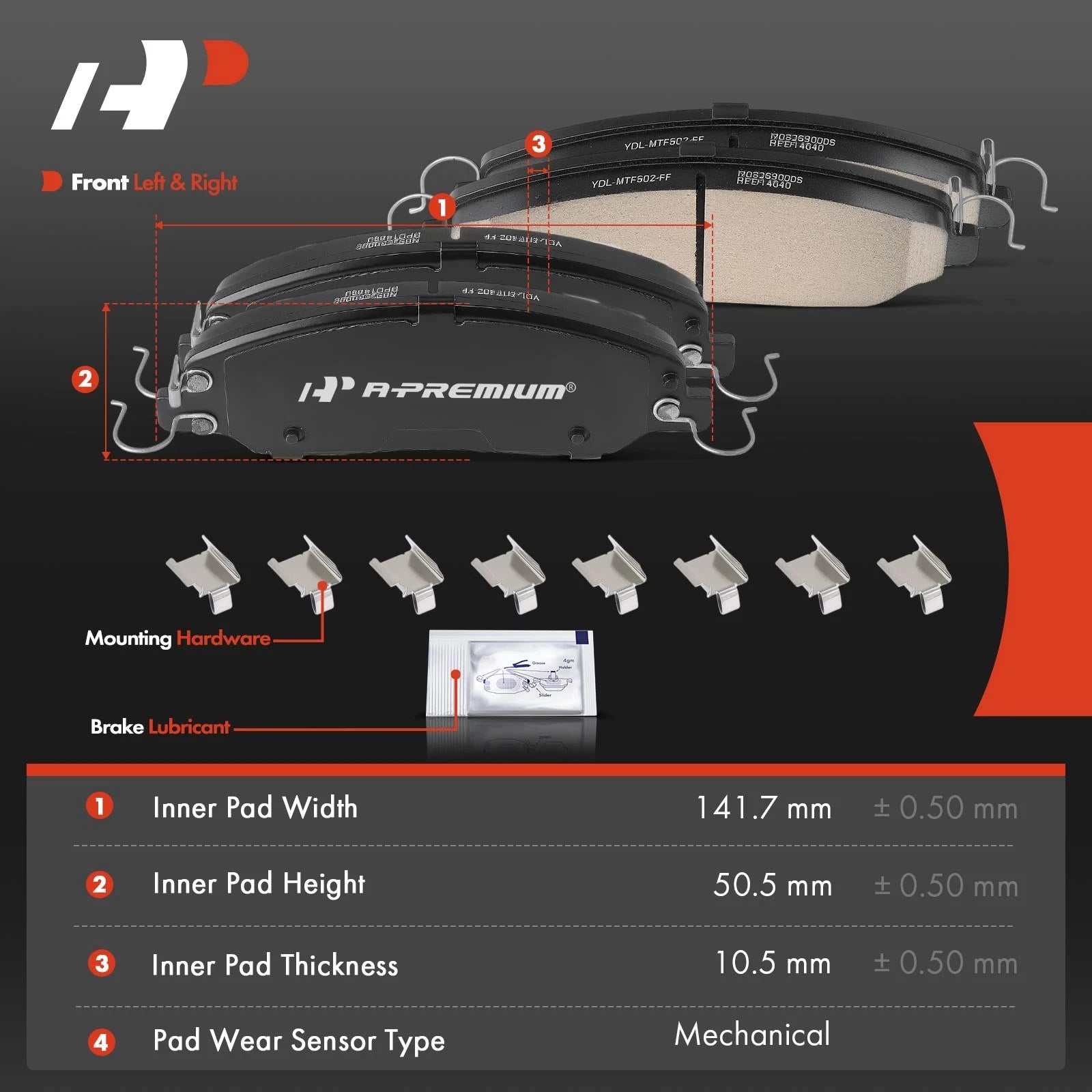 Set of 4 Front Side Ceramic Brake Pads for Ford Mustang (2010–2014)