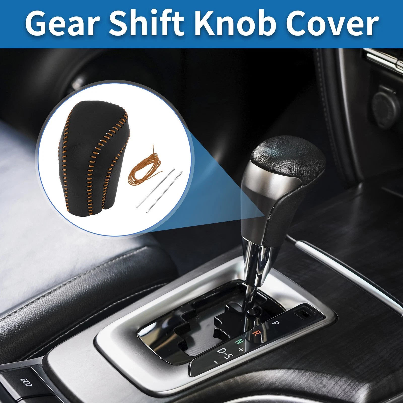Gear Shift Knob Cover for Toyota Camry (2018–2024) Black Brown Faux Leather