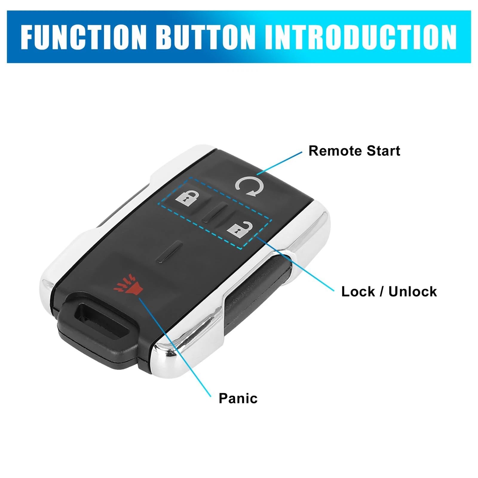 Car Key Fob Shell Case M3N-32337100 for Chevy Colorado Silverado (2015–2021)
