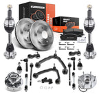 Set of 23 Brake Rotor Pad Hub Bearing CV Axle Control Arm Kit for Chevy GMC
