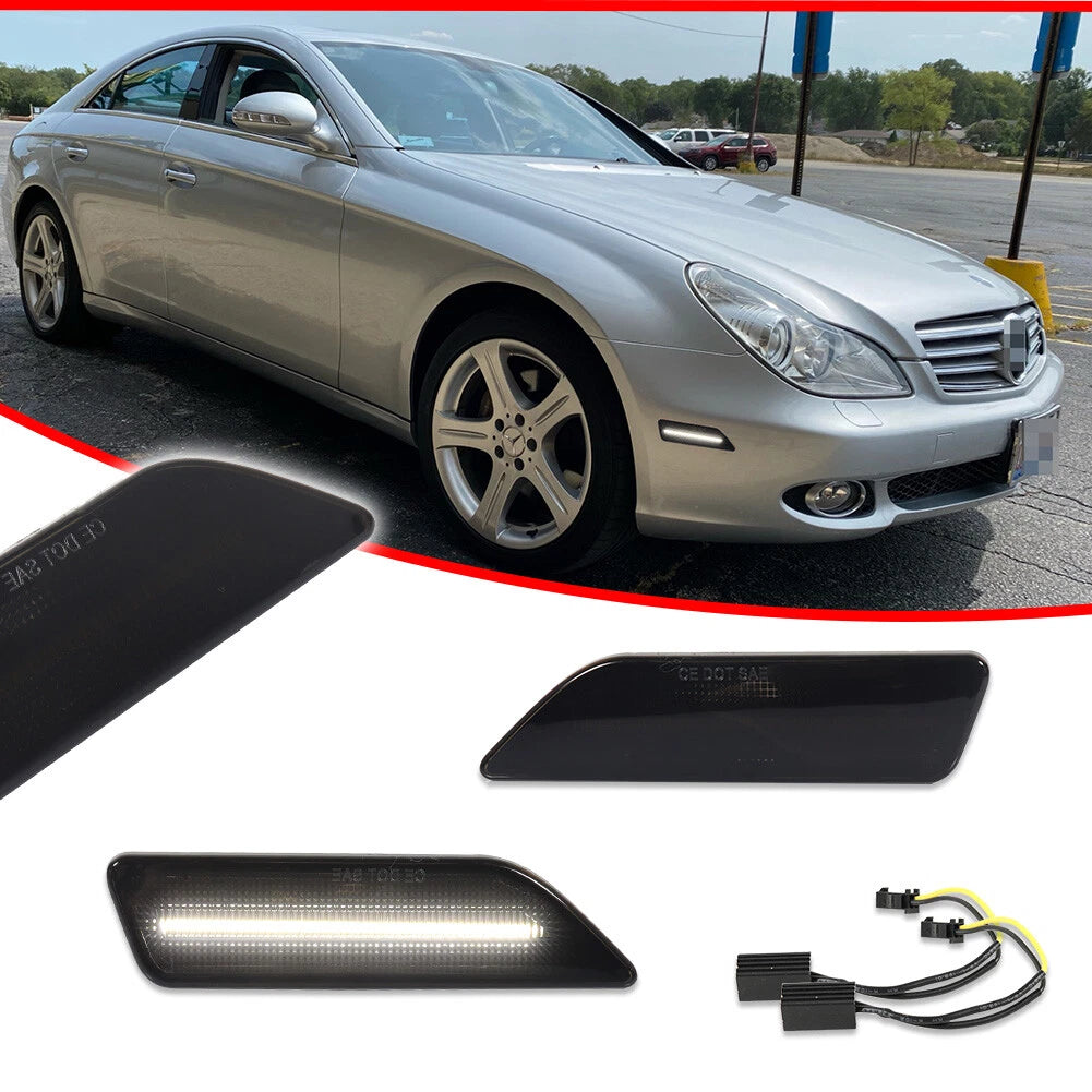 Smoke White LED Bumper Side Marker Lights for Mercedes Benz CLS-Class (2006–2011)