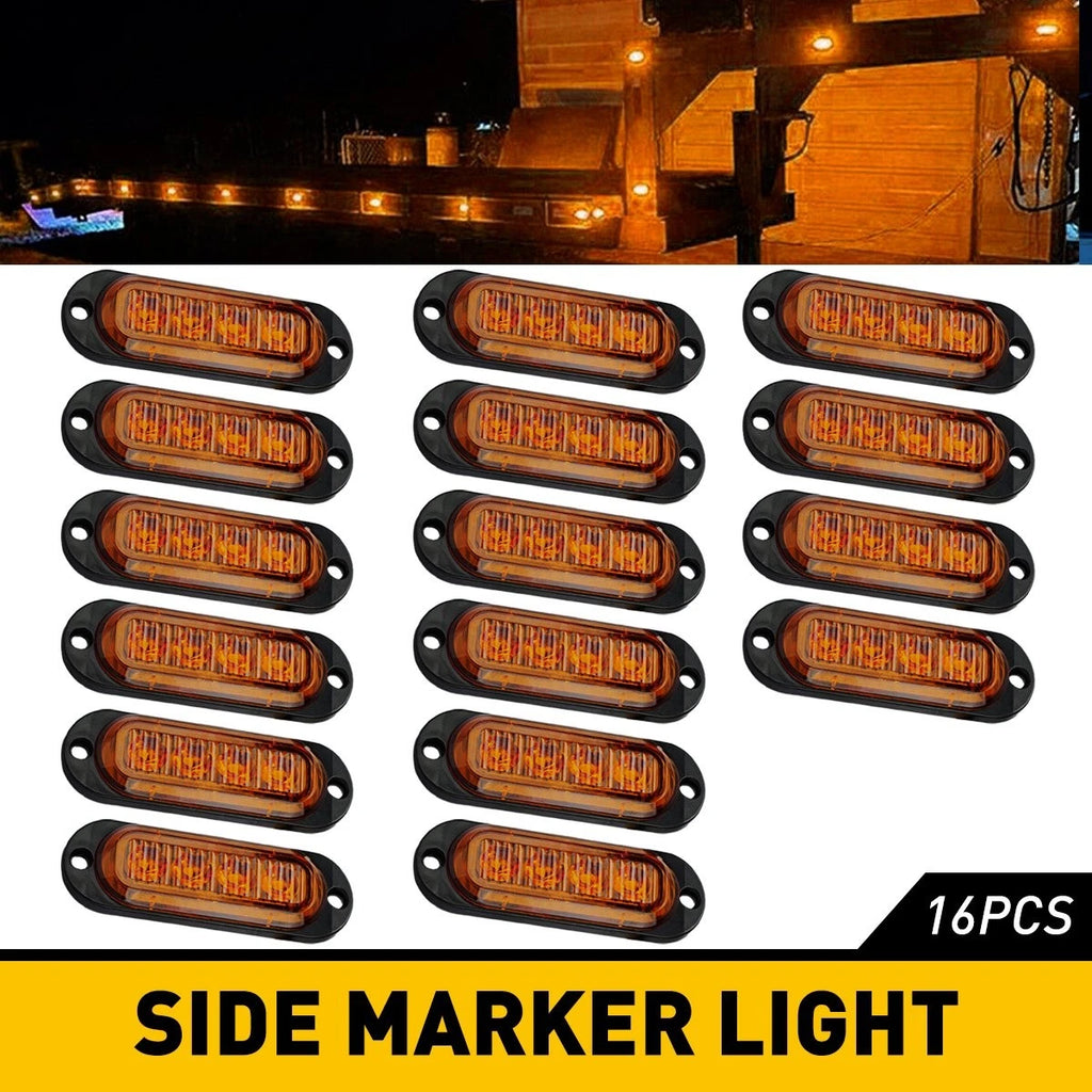 16pcs LED Rear Side Marker Lights for RV Truck Trailer (Amber)