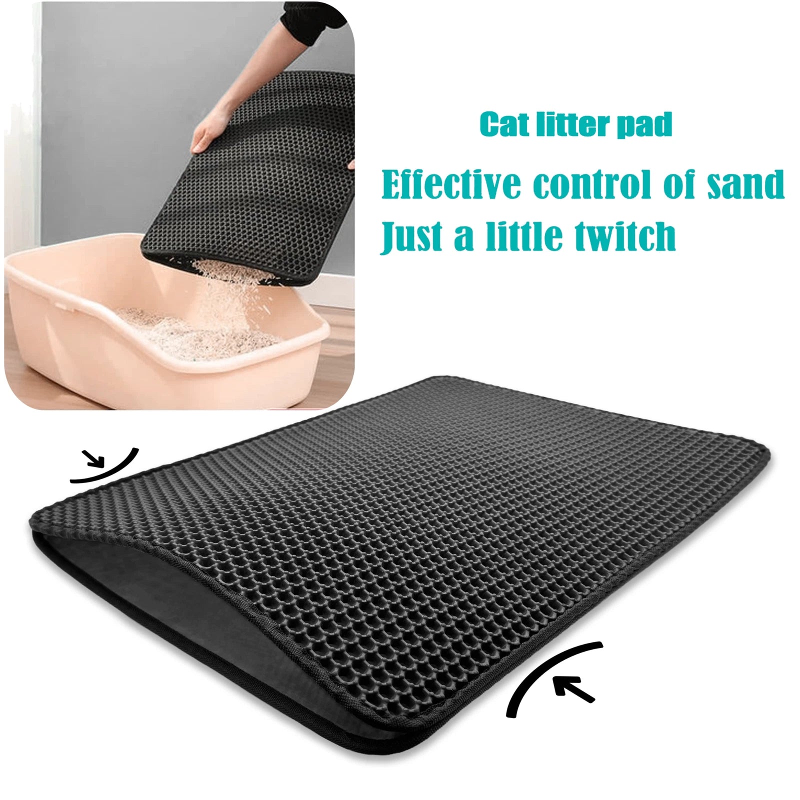Double Layer Rubber Litter Mat for Black Cat (65X55)