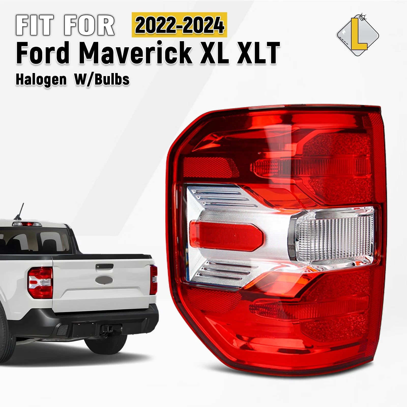 Halogen Tail Light for Ford Maverick XL/XLT (2022–2024) W/Bulbs Left Driver Side