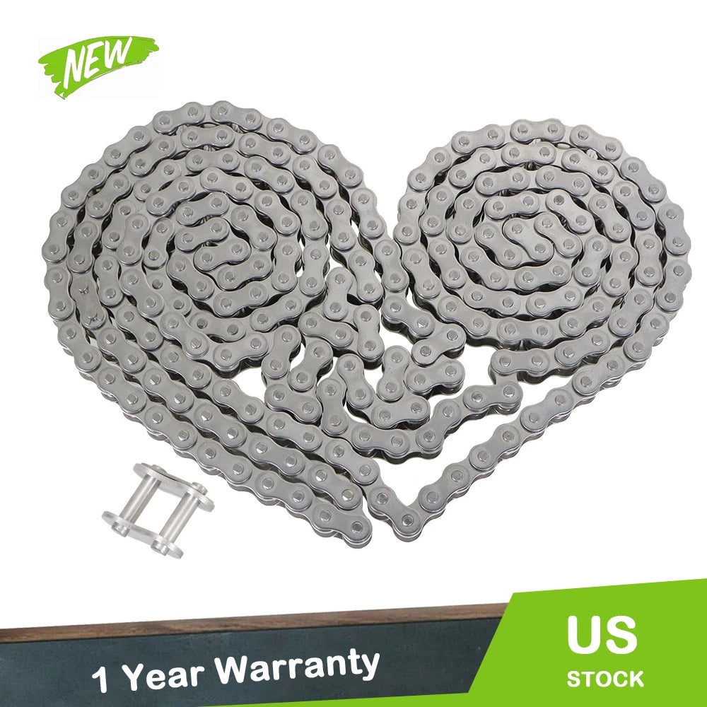 10 Feet #40 SS Stainless Steel Roller Chain with 1 Connecting Link