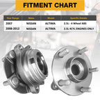 Pair Front Wheel Hub Bearing Assembly for Nissan Altima 2007–2012 2.5L 513294