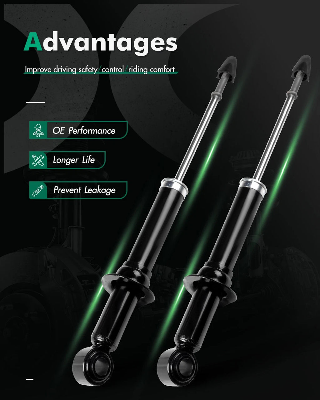 2X Rear Shocks Struts for Toyota Prius (2004–2009) 72394