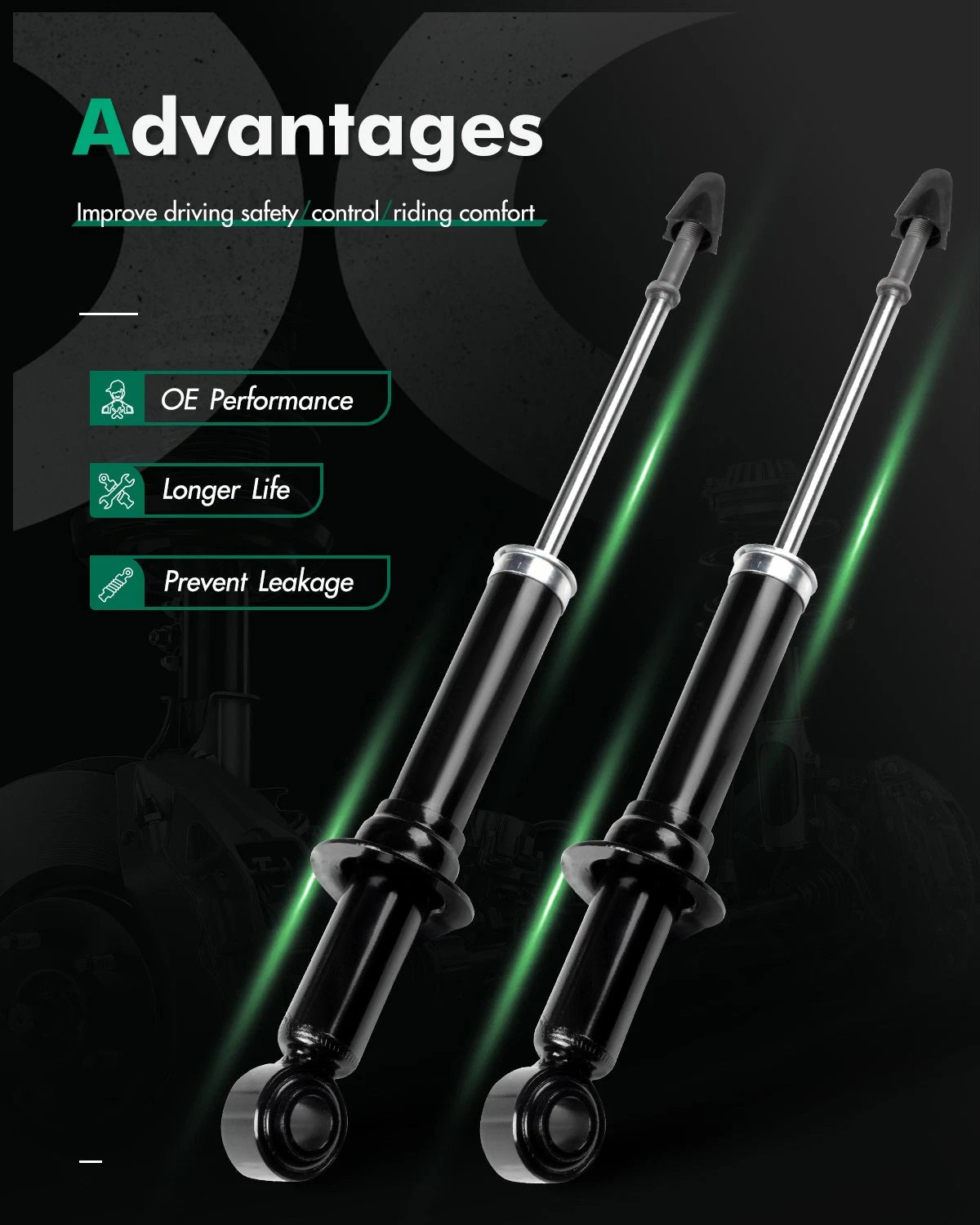2X Rear Shocks Struts for Toyota Prius (2004–2009) 72394