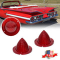 2X Rear Red Lens Tail Light Lamps for Chevrolet Impala Bel Air Biscayne El Camino (1960–1961)