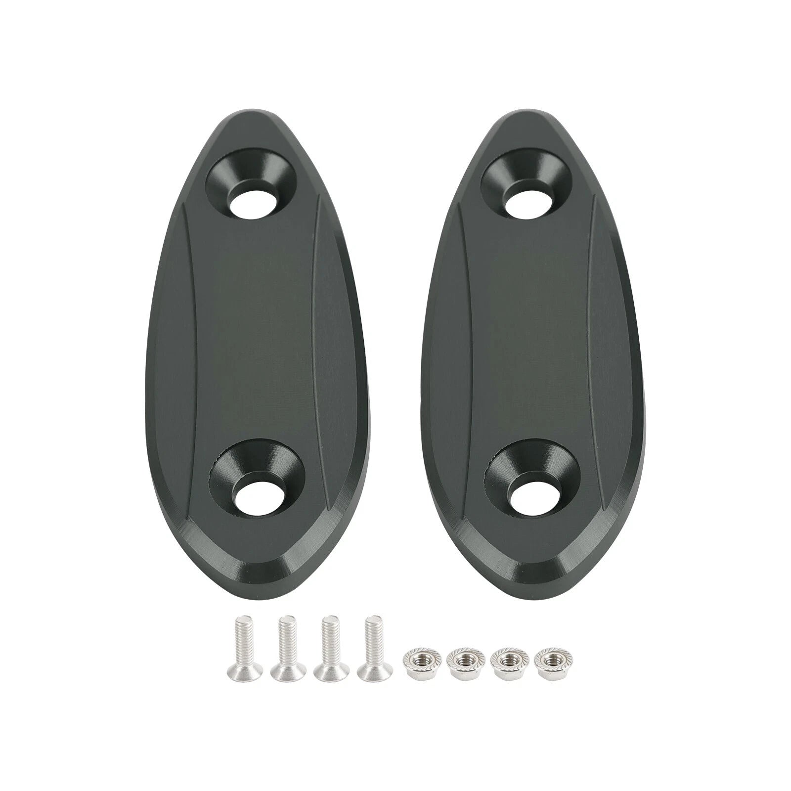 Titanium mirror delete blanking block off plates for Kawasaki ZX-6R (2009–2012)