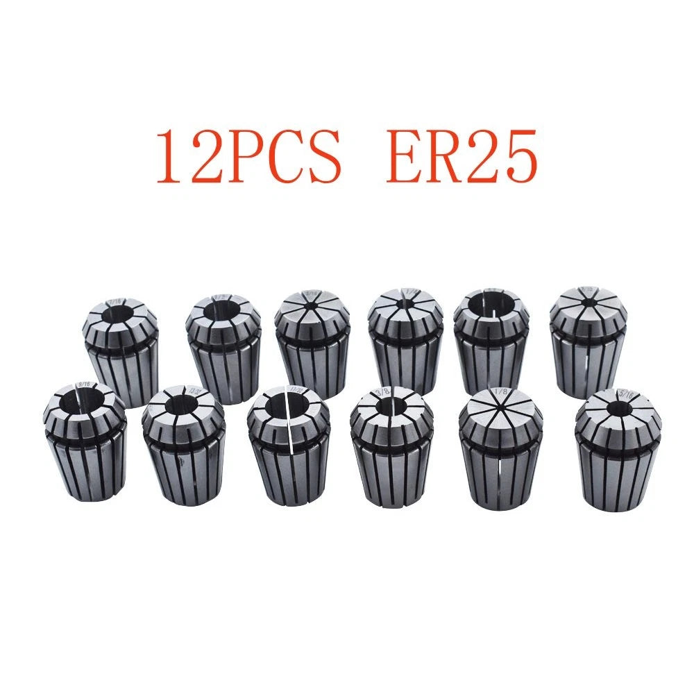 12Pcs ER25 Spring Collet Set for CNC Milling Lathe Engraving Machine