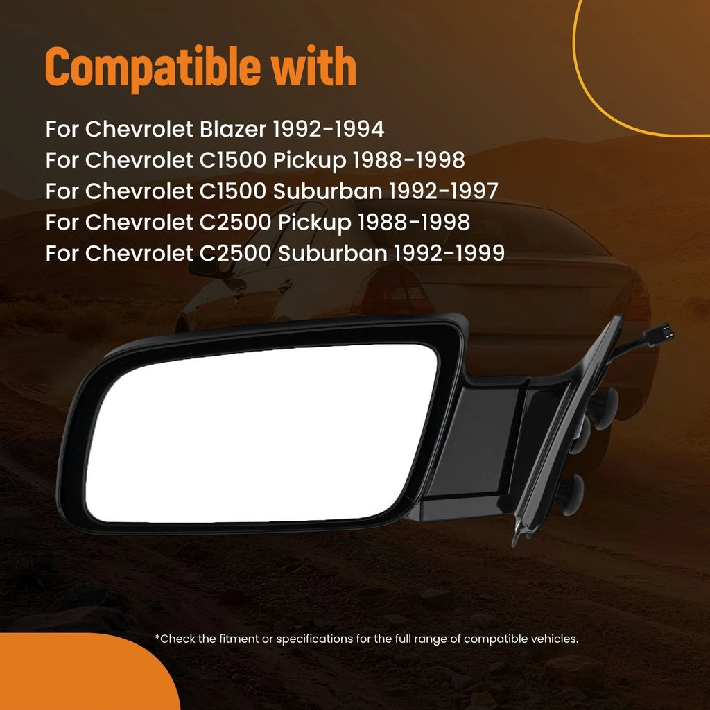 Left Mirror Assembly for GMC C/K 1500 2500 (1988–1999) RM10102273L Black