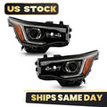 Set of 2 LED DRL Black Halogen Headlights for GMC Acadia (2017–2019)