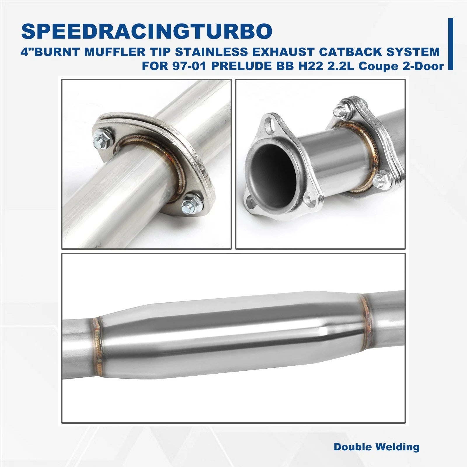 4" Burnt Muffler Tip Catback Exhaust System for Honda Prelude (1997–2001)