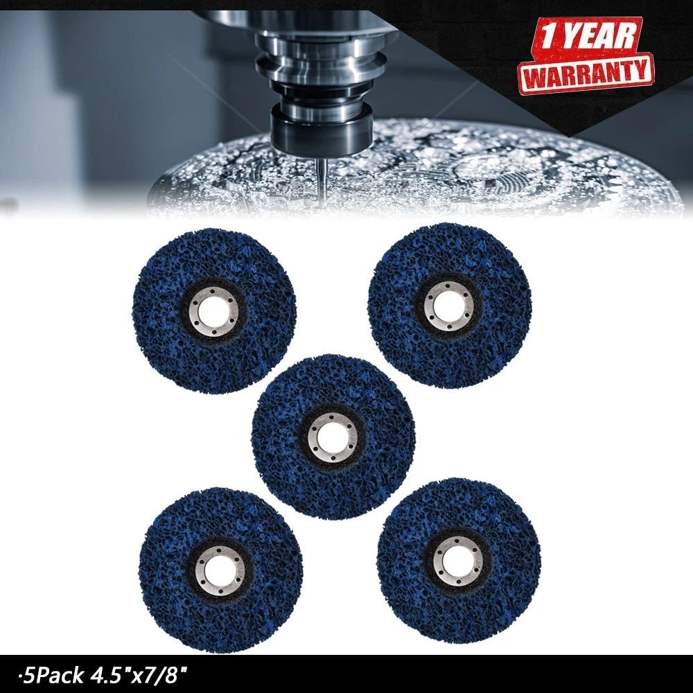 Set of 5 Poly Strip Disc Wheels for Angle Grinder (4.5'' x 7/8'')