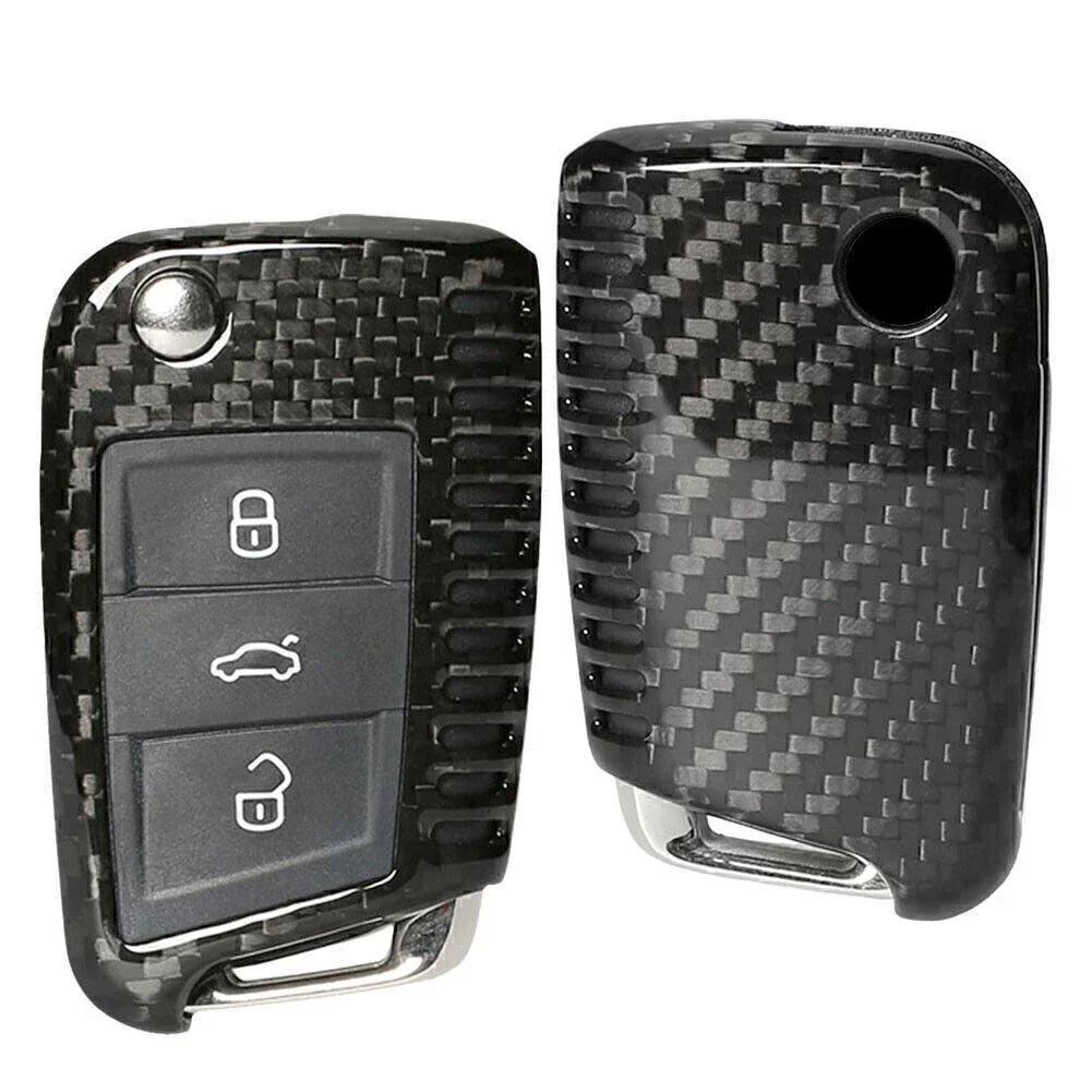 Carbon Fiber Black Remote Key Fob Cover for VW Golf MK7 (2013-2020)
