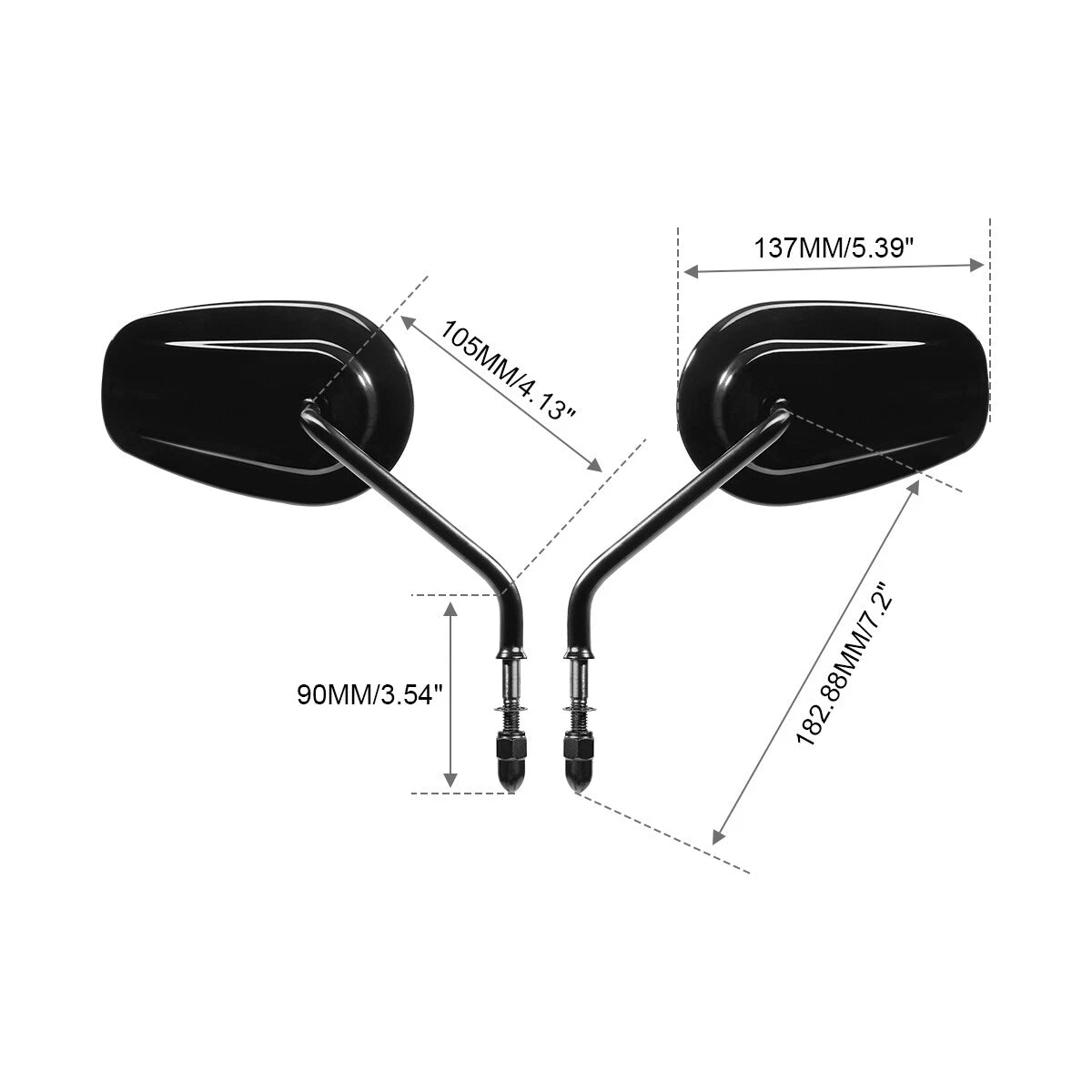 Black Rear View Side Mirrors for Harley Road King Touring XL 883 (1996–2023)
