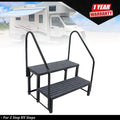 2-Step RV Stairs with Handrail for RVs (Outdoor Use)