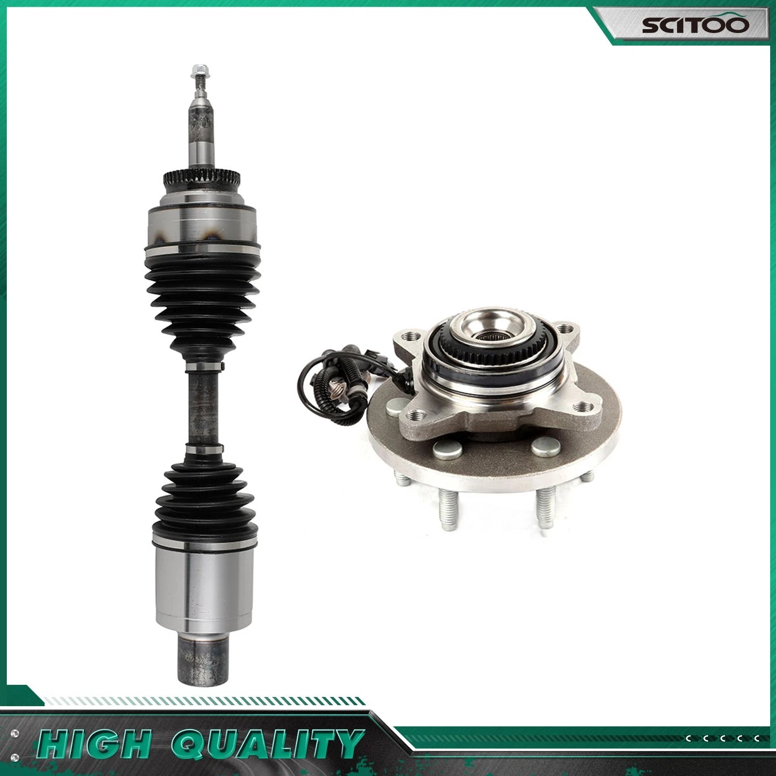 Front Left CV Axle Shaft + Wheel Hub Bearing for Ford F-150 (2011–2014) 4WD