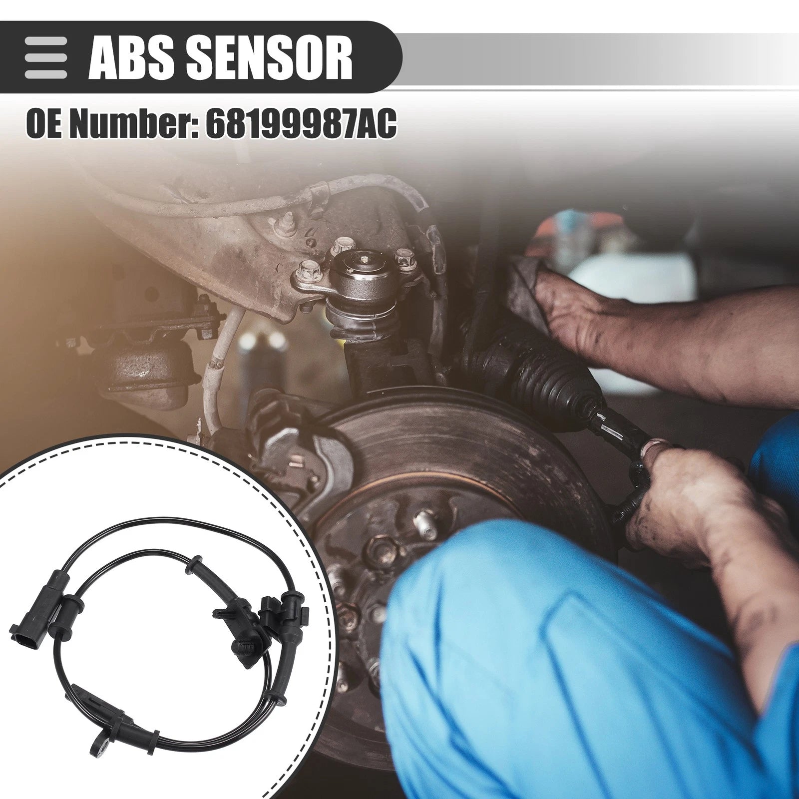ABS Wheel Speed Sensor for Chrysler 300 (2015–2020) NO. 68199987AC Black