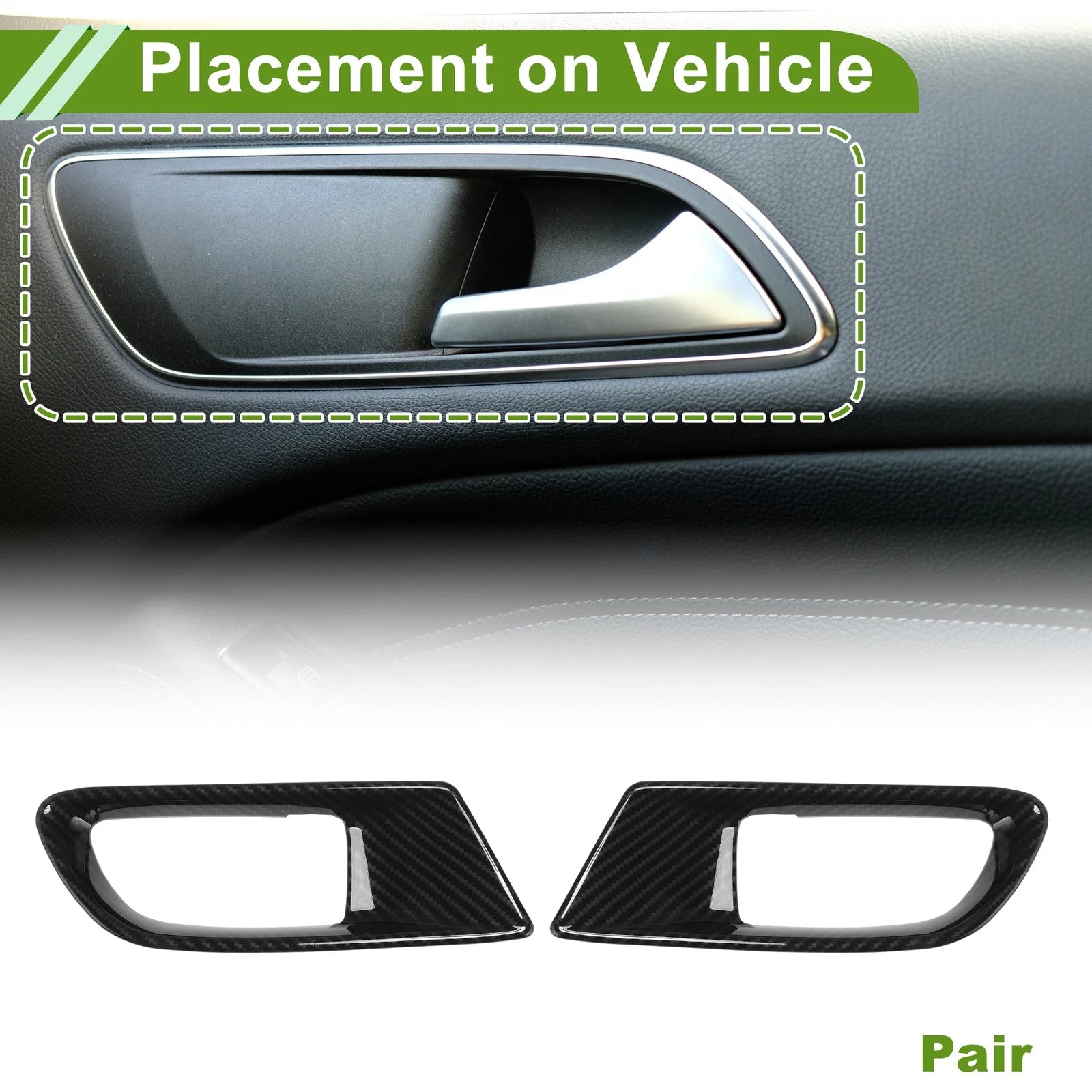 Set of 2 Interior Door Handle Bowl Cover Trim for Subaru BRZ (2012–2020) Black ABS