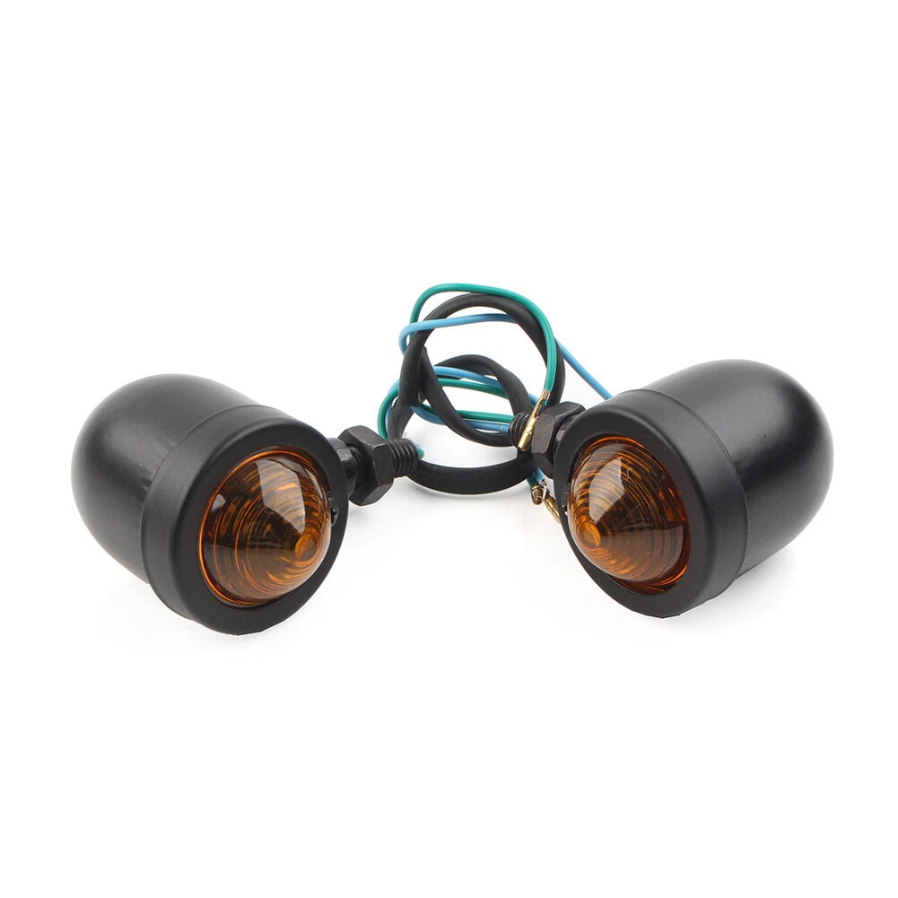 1 Pair Black Turn Signal Lights for Harley (Cafe Racer, Bobber, Chopper)