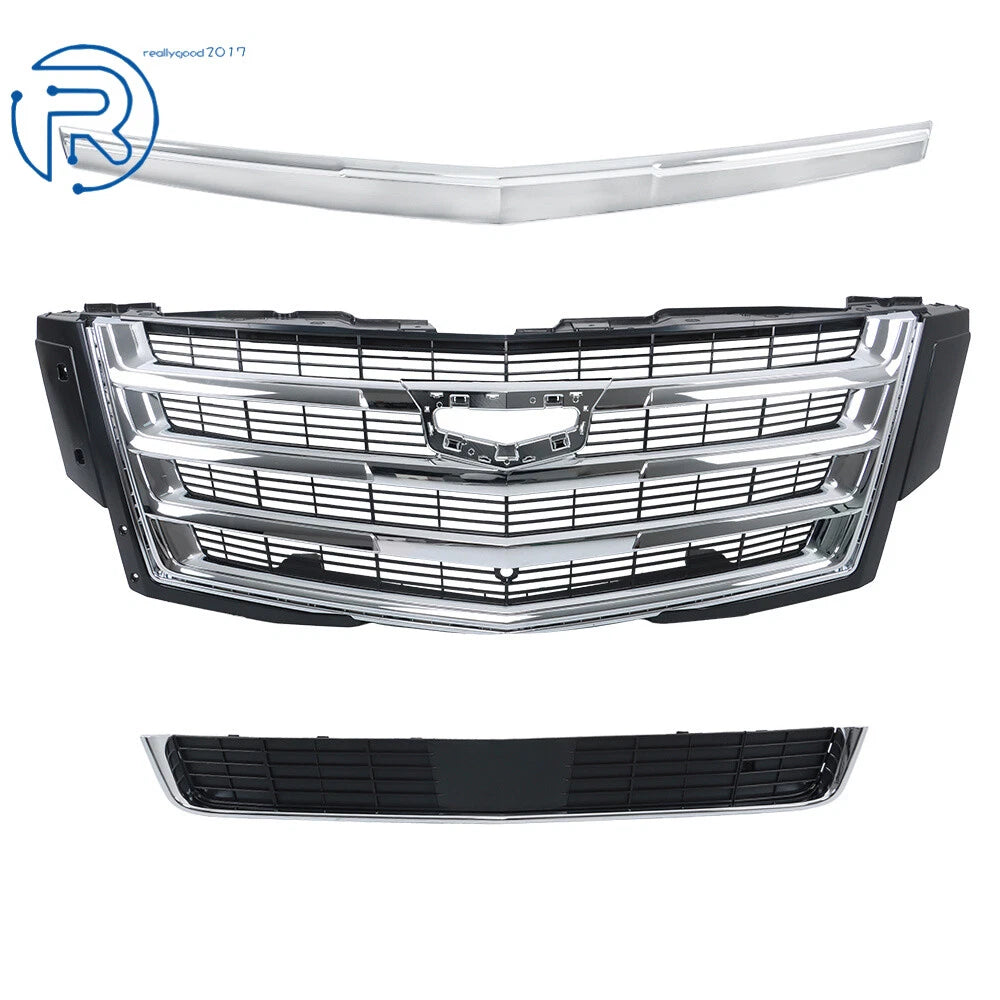 Front Upper Grille with Hood Molding Trim for Cadillac Escalade (2015-2020)